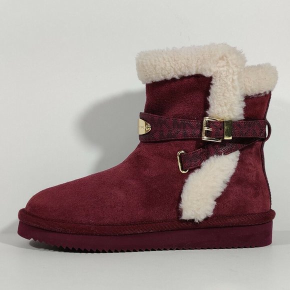 Michael Kors Sandy Maroon Leather Boots For Women Size 6 - Picture 1 of 13